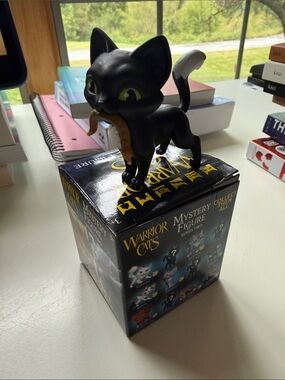 Black & White Cat Toy Figure with Mouse - Collectible - Ravenpaw